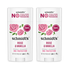 Schmidt's barra frontal Rosa & Vainilla mostrando diseño y beneficio aroma natural