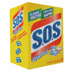 Scotch-Brite S.O.S front packaging showing 50-count pad pack and heavy-duty cleaning benefit