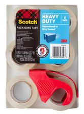 Scotch paquete frontal con 6 rollos y dispensador, solución de embalaje resistente