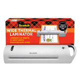 Scotch laminadora frontal mostrando entrada 13 pulgadas y beneficio de versatilidad
