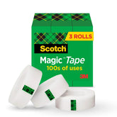 Scotch cinta paquete frontal mostrando los tres rollos y la marca
