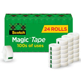 Scotch Magic Tape front packaging showing 24 rolls and product benefits