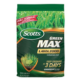 Scotts bag front view showing product and size, highlights quick greening