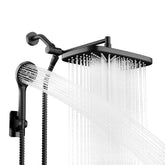 SeaCity black rain showerhead front view showing modern design and wide coverage