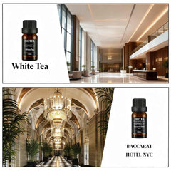 SEAMOSH aceite en uso con difusor ultrasónico en suite aportando atmósfera hotelera