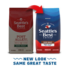 Seattle's Best Coffee café molido en primer plano con textura uniforme