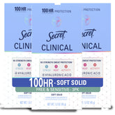 Secret envase frontal pack tres mostrando diseño y beneficio antitranspirante