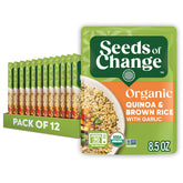 SEEDS OF CHANGE frente del paquete mostrando marca y mezcla lista para cocinar