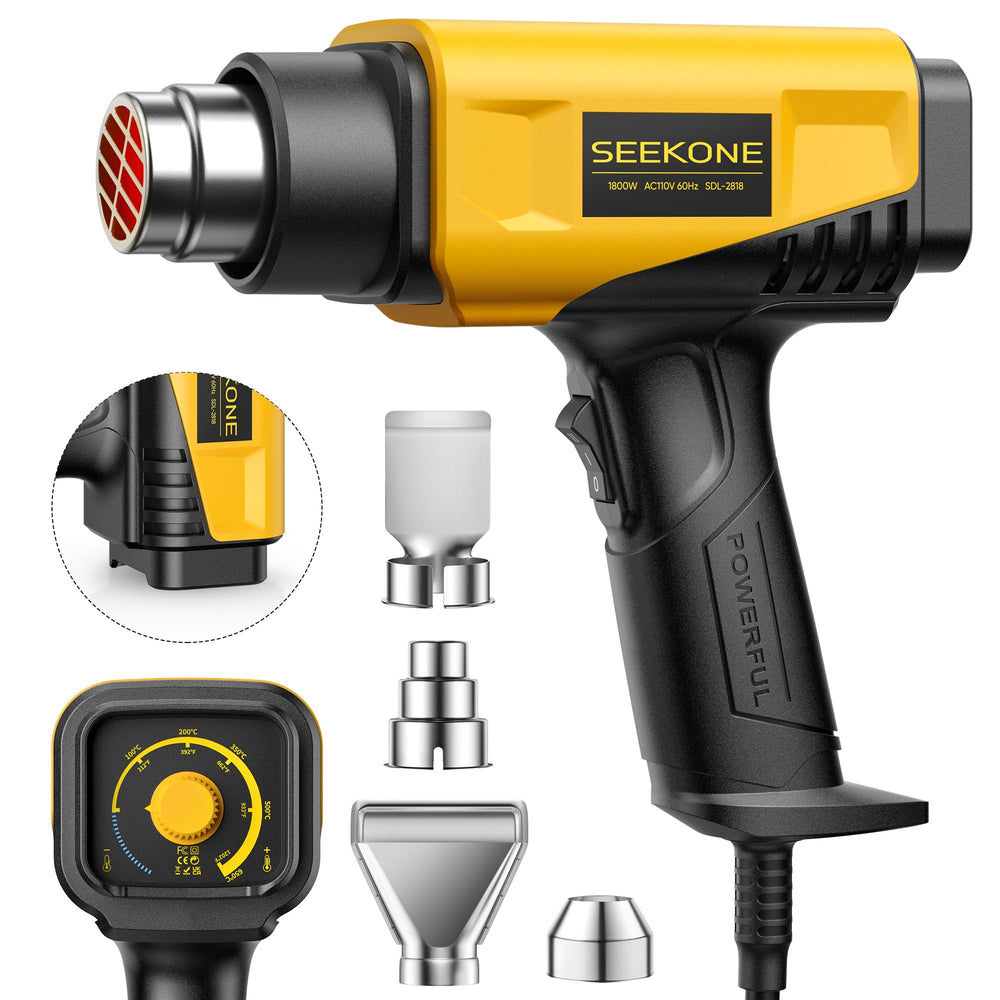SEEKONE pistola aire caliente frontal muestra diseño compacto y potencia