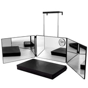 SELF FIND espejo 3 vías vista frontal muestra visión 360° para cortes precisos