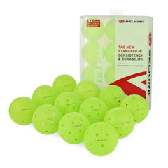 Selkirk Sport pelota Pro S1 frente del empaque mostrando pack de 12, durabilidad