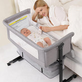 Semphis bassinet front view showing overall design and easy access benefit