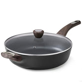 SENSARTE 12-inch front view showing deep skillet and lid, durable and versatile