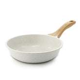 SENSARTE sartén cerámica 8" vista frontal y diseño blanco, limpieza fácil