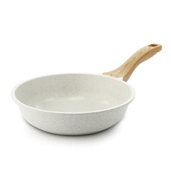SENSARTE sartén cerámica 8" vista frontal y diseño blanco, limpieza fácil