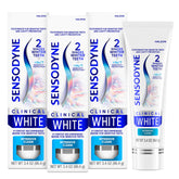 Sensodyne tubo frontal mostrando marca y beneficios visibles