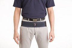 Serola belt beside measuring tape showing large 40–45 inch fit benefit