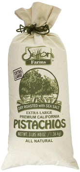 Setton Farms bolsa de arpillera frontal mostrando pistachos como regalo
