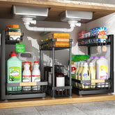 Sevenblue assembled 2-tier units front view showing compact storage benefit