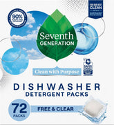 Seventh Generation front packaging showing 72-count pods and easy dosing benefit
