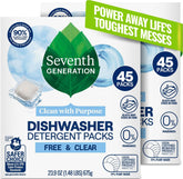 Seventh Generation front packaging showing 2×45 pack and plant-powered benefits