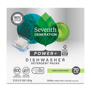 Seventh Generation envase frontal mostrando 70 pastillas y diseño citrus