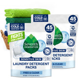 Seventh Generation frontal del envase mostrando 45 cápsulas y beneficios ecológicos