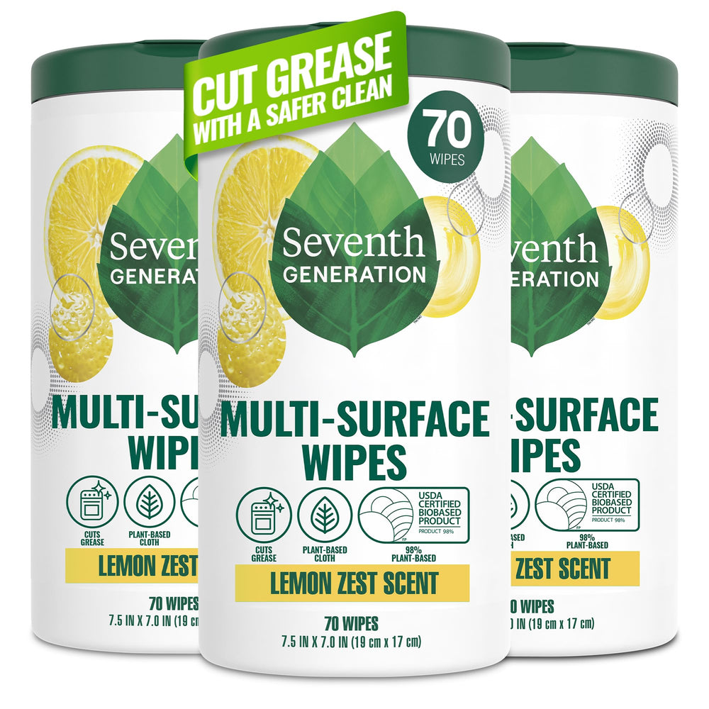 Seventh Generation frente del paquete mostrando cantidad y aroma limón