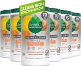 Seventh Generation paquete frontal mostrando 70 toallitas y aroma lemongrass beneficios práctico