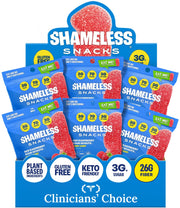 Shameless front packaging showing red raspberry sour scouts and benefits