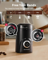 SHARDOR en uso moliendo granos de café para preparar espresso