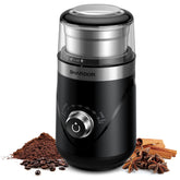 SHARDOR front view of black grinder showing compact design and benefits