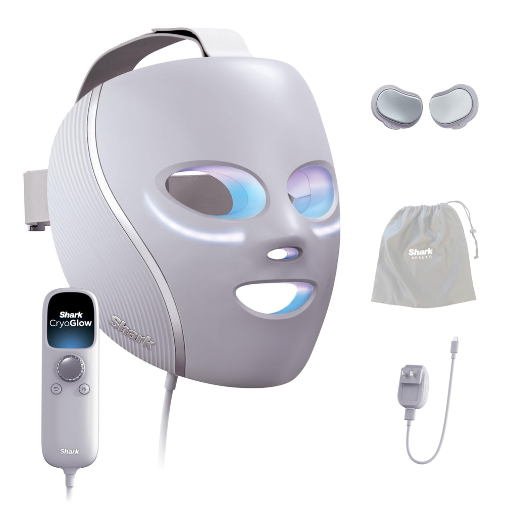 Shark CryoGlow front view in lilac frost showing wearable design and benefits