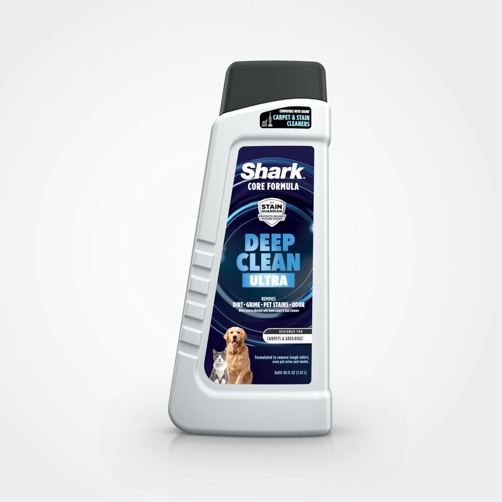 Shark envase frontal mostrando etiquetado y beneficio limpieza profunda