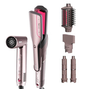 Shark FlexFusion front view showing sleek blush finish and ergonomic handle for easy styling