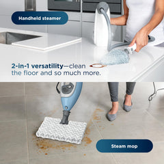 Shark S3972BRN detached handheld steamer demonstrated for tight spots, quick conversion