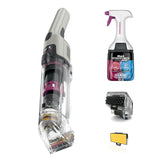 Shark StainForce front view showing compact handheld cleaner and benefits for quick spot-cleaning