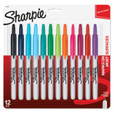 Sharpie vista frontal del paquete con 12 colores, conveniencia y selección brillante