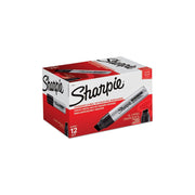 Sharpie frente del paquete de 12 negro mostrando el diseño y cantidad