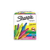 Sharpie Tank frente del paquete mostrando 36 colores y organización clara