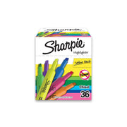 Sharpie Tank frente del paquete mostrando 36 colores y organización clara