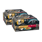 Sheba front packaging showing variety pack and convenient twin trays benefit
