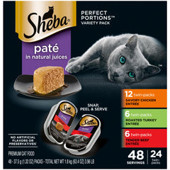 Sheba empaque frontal mostrando multipack y beneficios de porciones