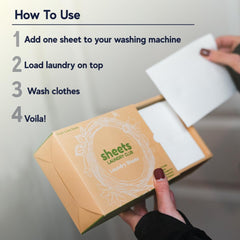 SHEETS LAUNDRY CLUB comparación de tamaño en mano para transporte fácil
