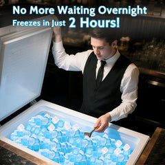 SHENGQIPC frozen cubes stacked in a freezer for fast refreezing