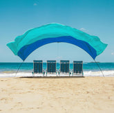 Shibumi Shade front view showing canopy providing wide shaded area