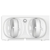 shinic front view showing dual fans and control knob for versatile airflow
