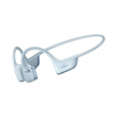 SHOKZ OpenRun Pro 2 front view showing open-ear design and secure fit benefit