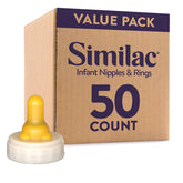 Similac front packaging showing disposable nipples and rings benefits hygiene