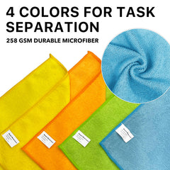 Simple Houseware paños organizados por color para separar tareas y evitar contaminación